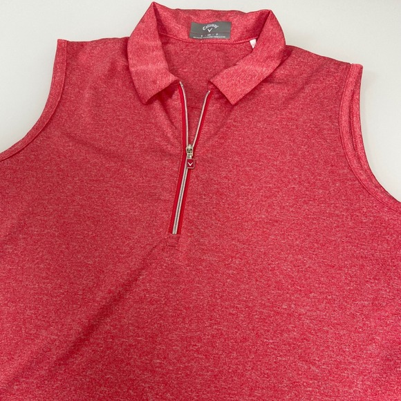Callaway Women's Golf Sleeveless Polo Shirt Top Small Heathered Red Lightweight - Picture 1 of 9
